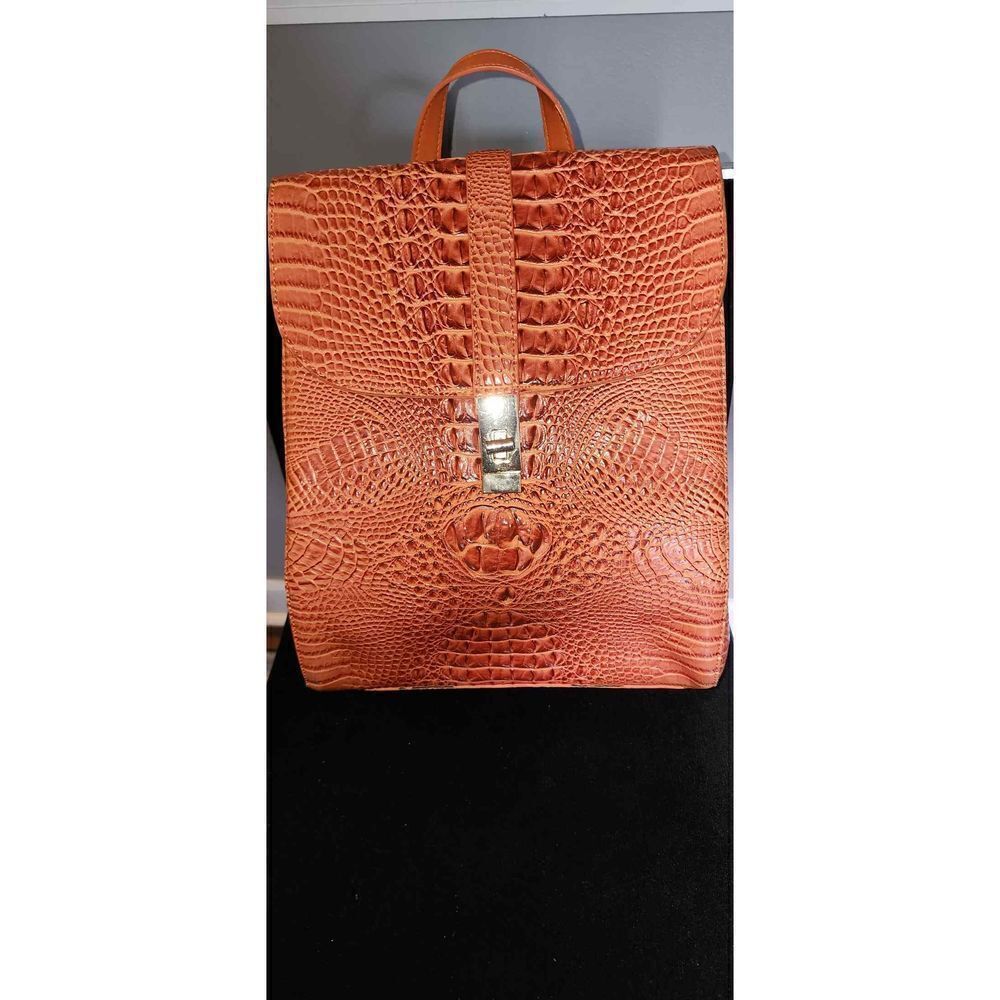 Orange Mock Croc Backpack 